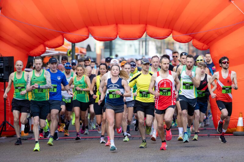 Runners at the start line of the 2025 Halloween half Oldham